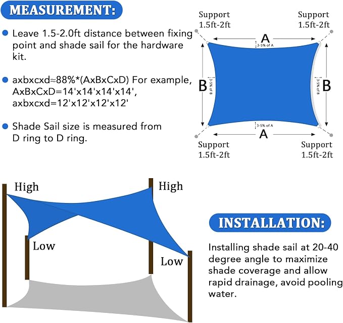 Shade&Beyond 7'x14' Sun Shade Sail Canopy Rectangle, UV Block Breathable Curved - Image 6