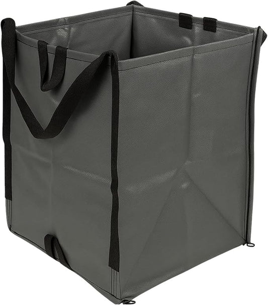 DURASACK Heavy Duty Home and Yard Bags 48-Gallon Reusable Self-Standing Lawn and Leaf Bags Garbage Can with Reinforced Handles, Gray, 3 Pack