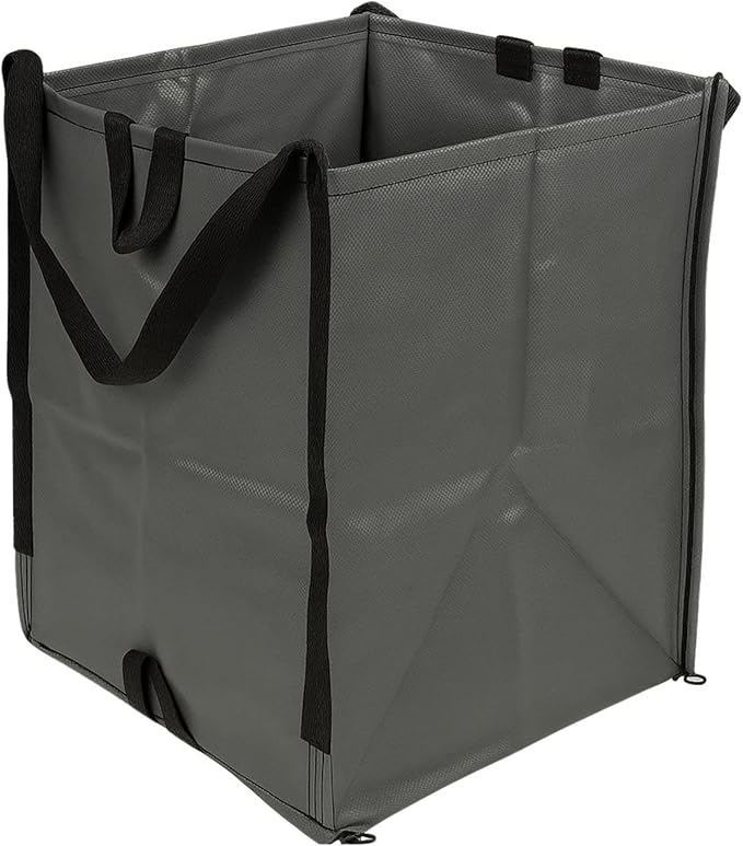 DURASACK Heavy Duty Home and Yard Bags 48-Gallon Reusable Self-Standing Lawn and Leaf Bags Garbage Can with Reinforced Handles, Gray