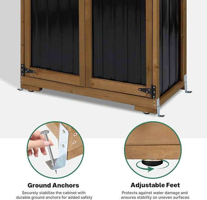 Ketive Outdoor Storage Cabinet, Tall Tool Garden Cabinet - Image 7