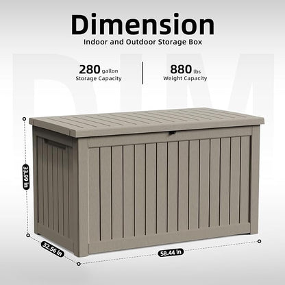 280 Gallon Waterproof Outdoor Storage Box, UV Resistant Resin Deck Box - Image 2