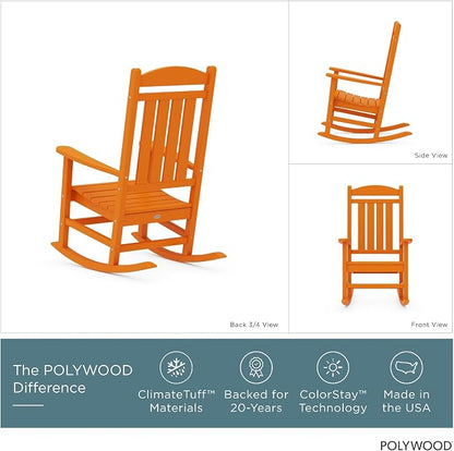 POLYWOOD Presidential Rocking Chair in Tangerine - Image 3