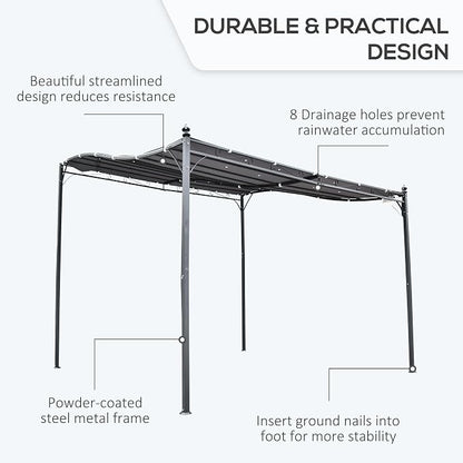 Outsunny 10' x 10' Steel Outdoor Pergola Gazebo Patio Canopy Gray | - Image 4