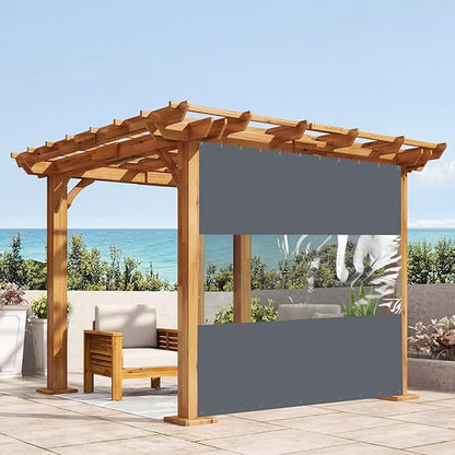 Covers & all Outdoor Clear Panel Curtain, 12 oz Vinyl Outdor Curtains for Patio, Waterproof & Weather Resistant Tarp with Brass Grommets for Pergola, Porch, Gazebos, Balcony (4' H x 9' W feet, Gray)