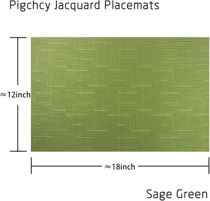 PIGCHCY Placemats Set of 12 Washable Durable Place Mats Vinyl Heat Resistant Non-Slip Table Mats Indoor Outdoor (Sage Green)
