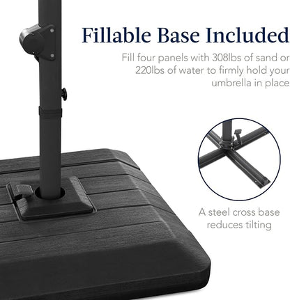 Best Choice Products 9x12ft LED Cantilever Patio Umbrella w/Base Included & - Image 3