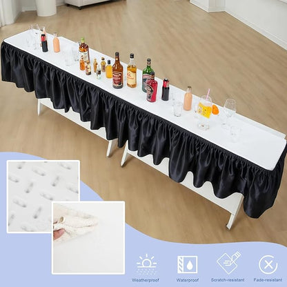 Bar Top Riser Tables Bar Riser with Skirt Mobile Folding Table Foldable Portable Risers for Banquet Events Home Party Picnics Restaurants(Table Not Included)(White,8 ft)