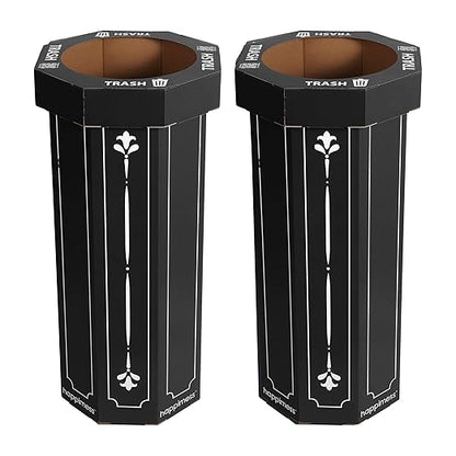 Eyely MPH1301A-SET2 Sal 25-Gallon Disposable Corrugated Cardboard Event Trash Can and Recycling Bin for BBQs, Beach, Parties & Events & Outdoor Activities, Bridal Black (Set of 2)