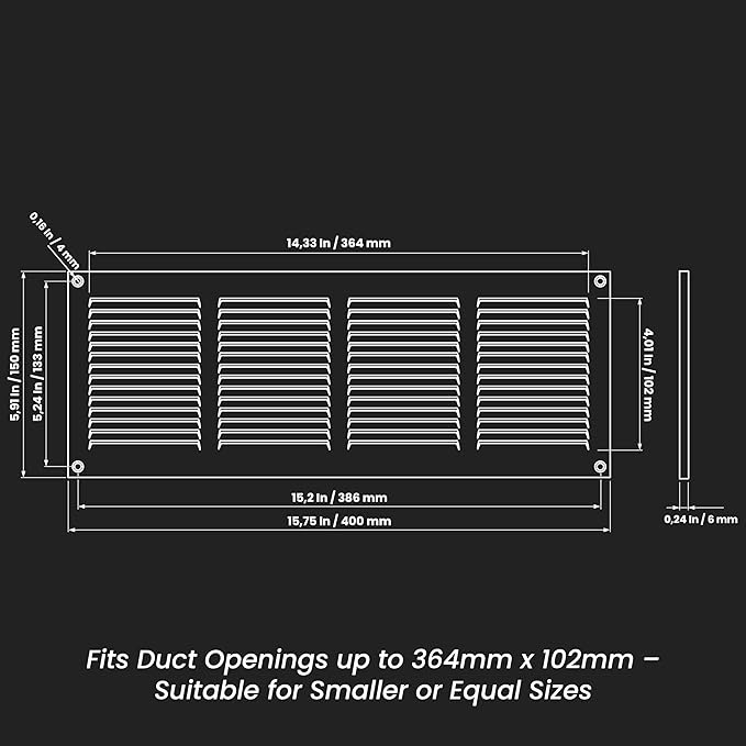 Repa Market Air Vent Cover 16x6 Inch (Outer Dimensions) Brown Galvanized Steel Louvered Grill Cover with Mesh Screen/Wall or Ceiling Vent/HVAC Register for Indoor and Outdoor Ventilation