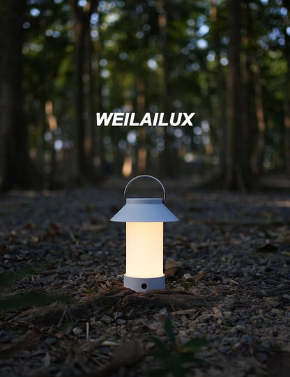 Rechargeable Outdoor Lantern Waterproof, Dimmable Warm White & Flickering Flame Mood Light, Portable Cordless Table Lamp for Patio/Camping/Shower/Emergency Power Outage (Khaki)