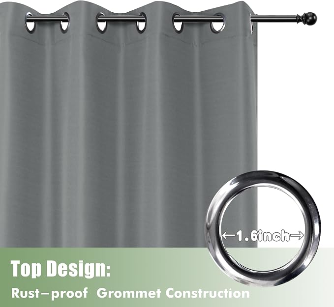 HolidayIdeas Outdoor Curtains for Patio Waterproof 6 Pcs 54x95 Inch Grey | - Image 4