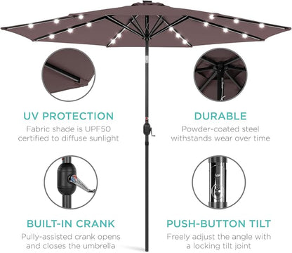 Best Choice Products 10ft Solar Polyester LED Lighted Patio Umbrella w/Tilt - Image 5
