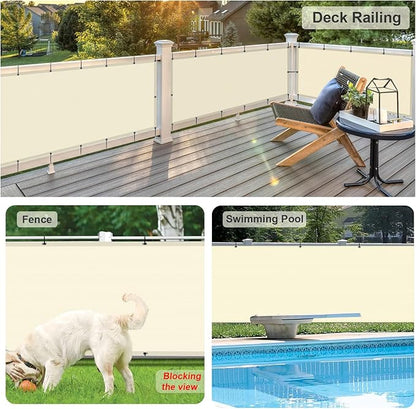 LOVE STORY Custom Size 3'x11' Butter Cream Balcony Privacy Screen,UV Block Privacy Fence Screen,90% Shield for Outdoor Pool Garden Apartment Railing