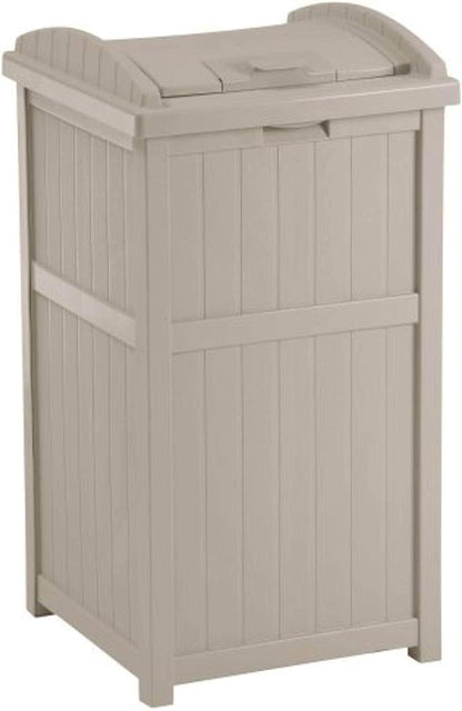 Suncast 3 Pack 15.75" x 16" x 31.6" Trash Hideaway 33 Gallon Resin Outdoor Commercial Garbage Container with Lid for Backyard, Deck, or Patio in Taupe