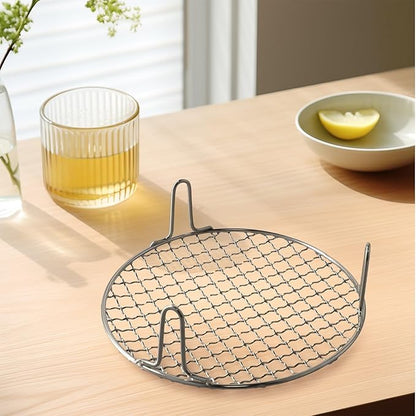 Stainless Steel BBQ Grill Grid with Legs, Round Grid Cooking Net, Even Heating for Outdoor Camping and Home Barbecue(20cm)