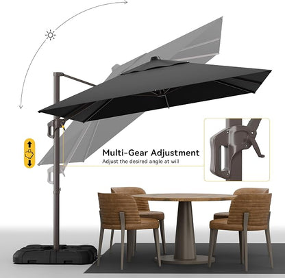 9x12 FT Cantilever Patio Umbrella, Large Rectangular Offset Outdoor Umbrella - Image 4