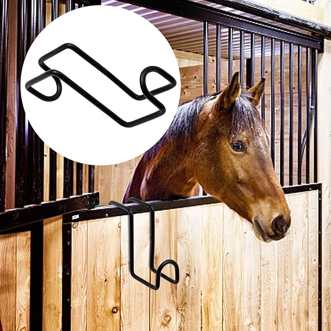 4 Inch Tack Hook, Over Rail Bridle Hooks Heavy Duty Horse Water Bucke, Horse Stall Hooks for Fence Stables Cloakroom Garage (6PCS)