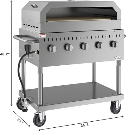 KoolMore 36 in. Commercial Outdoor Propane Grill With Pizza Oven, ETL Listed in Stainless-Steel (CGKIT3-36P)
