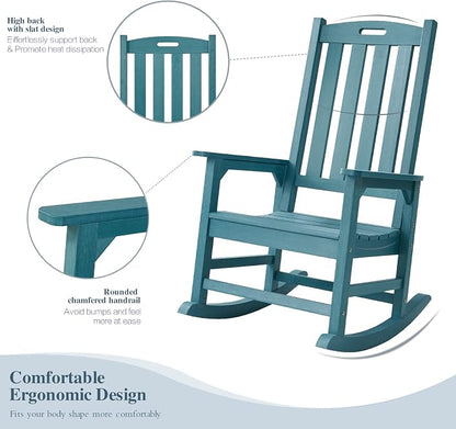 Oversized Outdoor Rocking Chair, HDPE Porch Rocker | High Back Rocking Chairs - Image 5