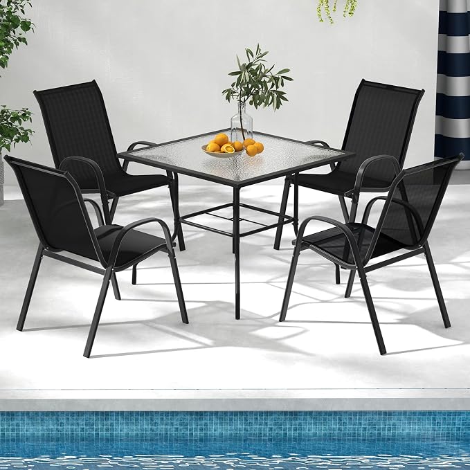 COSTWAY Patio Stackable Dining Chairs Set of 2 - Image 2