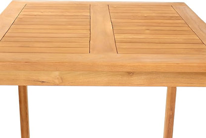 Sunnydaze 2-Person Solid Teak Wood Square Patio Bar Table - for Indoor or Outdoor Use - 31" Square x 43.5" H