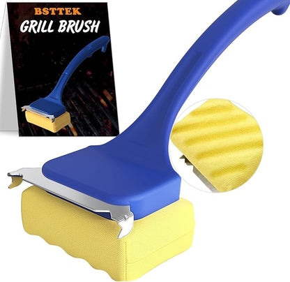 Grill Brush, Bristle Free Grill Cleaning Brush with Scraper, BBQ Grill Cleaner for Weber Grill, Grilling Gifts for Men/Dad/Husband