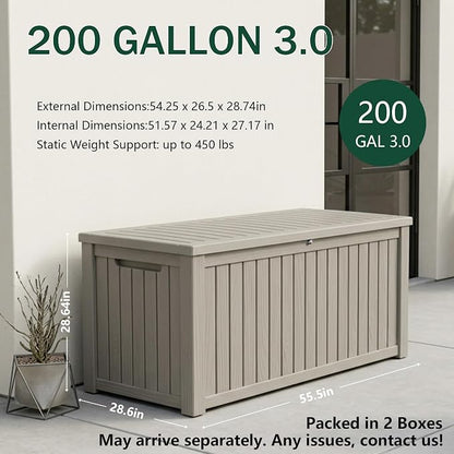Outdoor Storage Box, 200 Gallon Waterproof Deck Box, Premium Hydraulic Cushion - Image 2