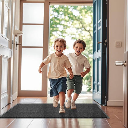 Front Door Mat, 4' x 8' Heavy Duty Indoor Outdoor Door Mat for Entryway, Commercial Door Mats Entrance, Low Profile Welcome Mats Non-Slip, Durable Rubber Backing Entry Mat for Patio, Home