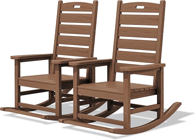 SERWALL Outdoor Rocking Chair Set of 2, Oversized HDPE Rocker, All Weather by SERWALL