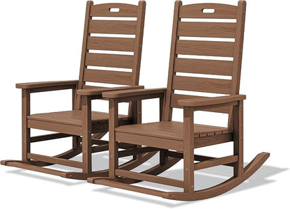 SERWALL Outdoor Rocking Chair Set of 2, Oversized HDPE Rocker, All Weather by SERWALL