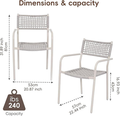 Patio Chairs Set of 4, Stackable Outdoor Dining Chairs - Image 3