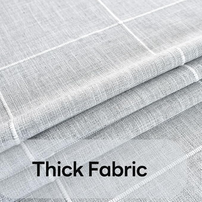 Farmhouse Table Cloth for Rectangle Tables Gray Plaid Boho Tablecloth Heavy Duty Cotton Linen Blend Washable & Wrinkle Resistant Rustic Table Cover for Outdoor Kitchen Dining (52x98 Inch)