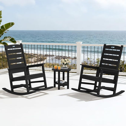 SERWALL Outdoor Rocking Chair Set of 2, Oversized HDPE Rocker, all Weather - Image 10