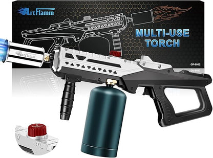 Propane Torch Gun, Powerful Cooking Grill Torch Gun, Adjustable Flamethrower Multi Use Blow Torch for BBQ, Campfire, Charcoal Wood Grills Lighter(Tank Not Included)