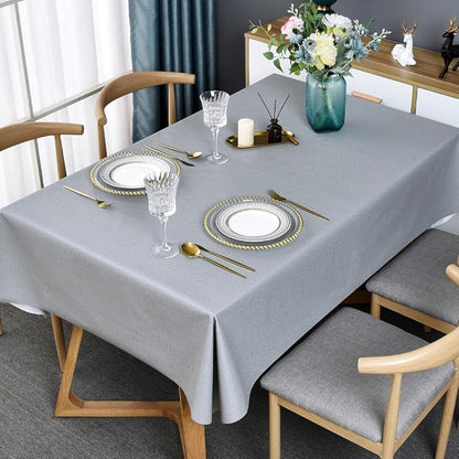 TruDelve Plastic Table Cloth for Rectangle Tables Grey Vinyl Tablecloth Waterproof Wipeable Oilcloth Tablecloths for Parties Dining Table Cover (54'' x 78'', Pure Gray)