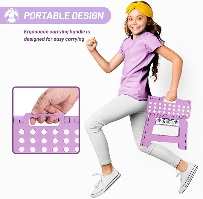Delxo 9 Inch Kids Step Stool, 300 Lbs Folding Step Stool - Image 6