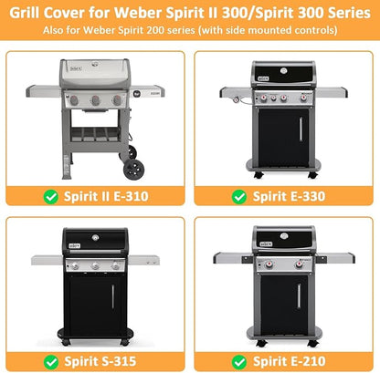 Grill Cover for Weber Spirit II 300 and Spirit 300 Series, Waterproof Cover for 7139 Weber Spirit I & II E310, E330 and E315 Grills Cover, 51 Inch BBQ Outdoor Cover for Spirit 2 Grill
