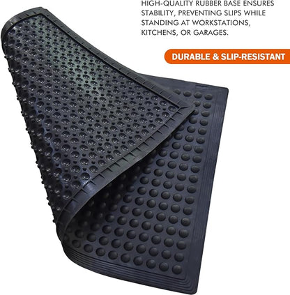 Black Rubber Bubble Anti-Fatigue Workplace Mat, Non-Slip Comfort Standing Floor Mat – Indoor, Outdoor, Garage, Workshop, Kitchen (24"x36" 4Pack)