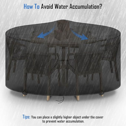 Round Patio Furniture Covers Waterproof, 64 Inch Outdoor HighRound Table Cover, Tall Bar Height Outside Table and Chairs Set Covers for Winter, Rainproof Fadeproof - 64" Dia x 36" H