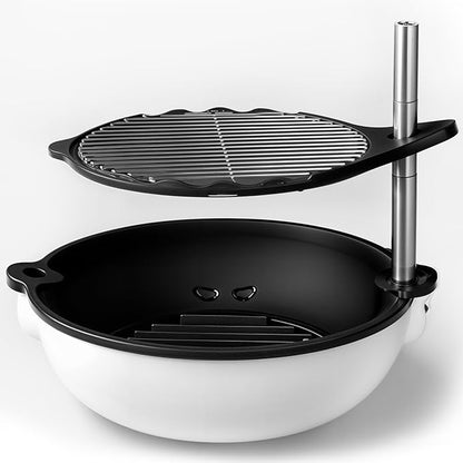 Bola Grill Traveler Portable Charcoal Grill – Small Tabletop BBQ Grill with Adjustable & Rotating Grate for Outdoor Cooking, Camping & Backyard BBQ (White)