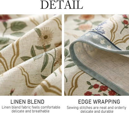 ISAENNE Designer Linen Extra Long Rectangle Tablecloth,Western Colorful Floral Indoor Table Cloth,Wrinkle Resistant Decor Tablecloths for Dining Thanksgiving Kitchen,67"*118"-Serenity B
