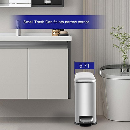 Bathroom Trash Can，5L/1.3 Gallon Trash Can with Removable Liner Bucket, Foot Pedal, Stainless Steel Small Garbage can with Lid for Bathroom,Bedroom,Home Office,Silver