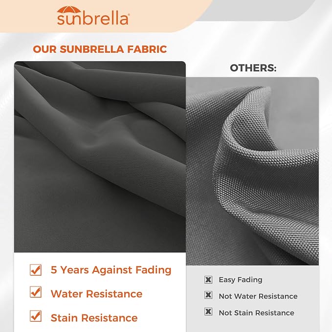 Grand patio Sunbrella 10x10 FT Large Cantilever Square Umbrella, Charcoal | - Image 3
