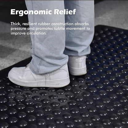 Black Rubber Bubble Anti-Fatigue Workplace Mat, Non-Slip Comfort Standing Floor Mat – Indoor, Outdoor, Garage, Workshop, Kitchen (36"x60" 2Pack)