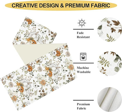 Fall Table Runner, Farmhouse Seasonal Autumn Pumpkin Harvest Thanksgiving Rustic Coffee Table Center Decor for Home Kitchen Dining Patio Holiday Party Indoor Outdoor Table Decorations, 13"x72" Inch