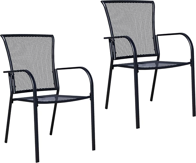 Patio Dining Chairs Set of 2, Metal Mesh Patio Furniture Set - Image 9