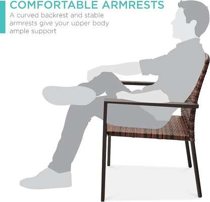 Best Choice Products Set of 2 Stackable Outdoor Wicker Dining Chairs - Image 5