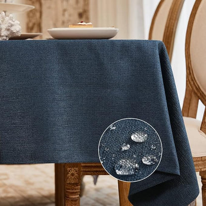 BALCONY & FALCON Rectangle Tablecloth Washable Wrinkle Resistant and Water Proof Table Cloth Decorative Linen Fabric Tablecloths for Dining Parties Kitchen Wedding and Outdoor Use (Navy Blue, 55x70)