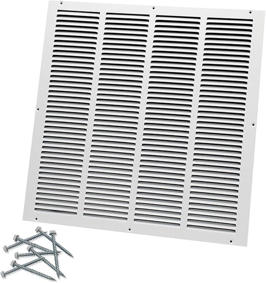 20"W x 20"H [Duct Opening Size] Steel Return Air Grille, Air Return Vent Cover for Ceiling and Sidewall - HVAC Air Vent Covers - [Outer Dimensions: 21.75"W x 21.75"H]