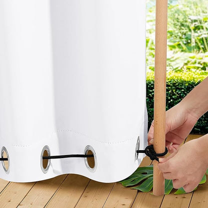 NICETOWN Outdoor Curtains Waterproof Fixed Bottom W52xL95 Prue White | Thermal by NICETOWN
